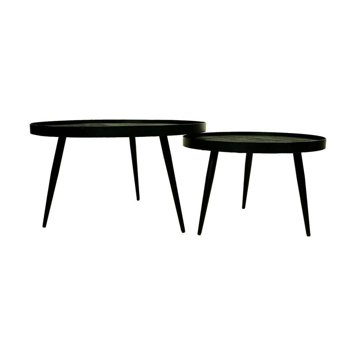 HSM Collection-Runder Couchtisch S/2-ø76x44/ø58x40-Schwarz-Mango/Metall