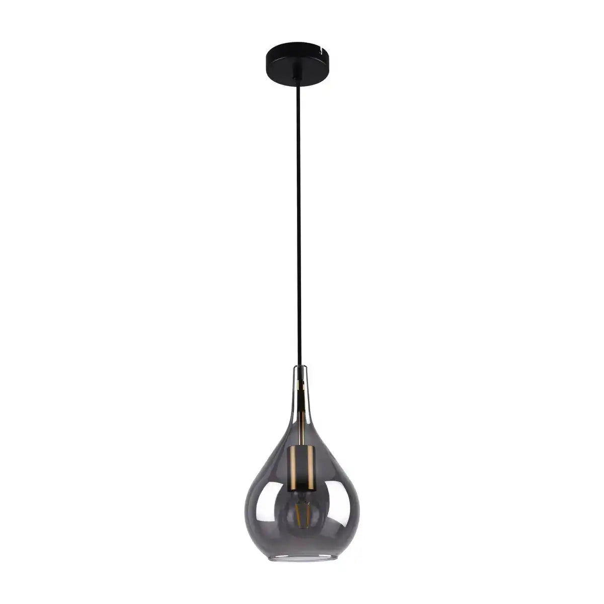 Pendelleuchte "Gota", Retro Klassiker Pendellampe aus schwarzem Rauchglas Ø 20 cm, mit E27-Fassungen, 150 hoch, ideal für Esszimmer, Wohnzimmer und Küche.