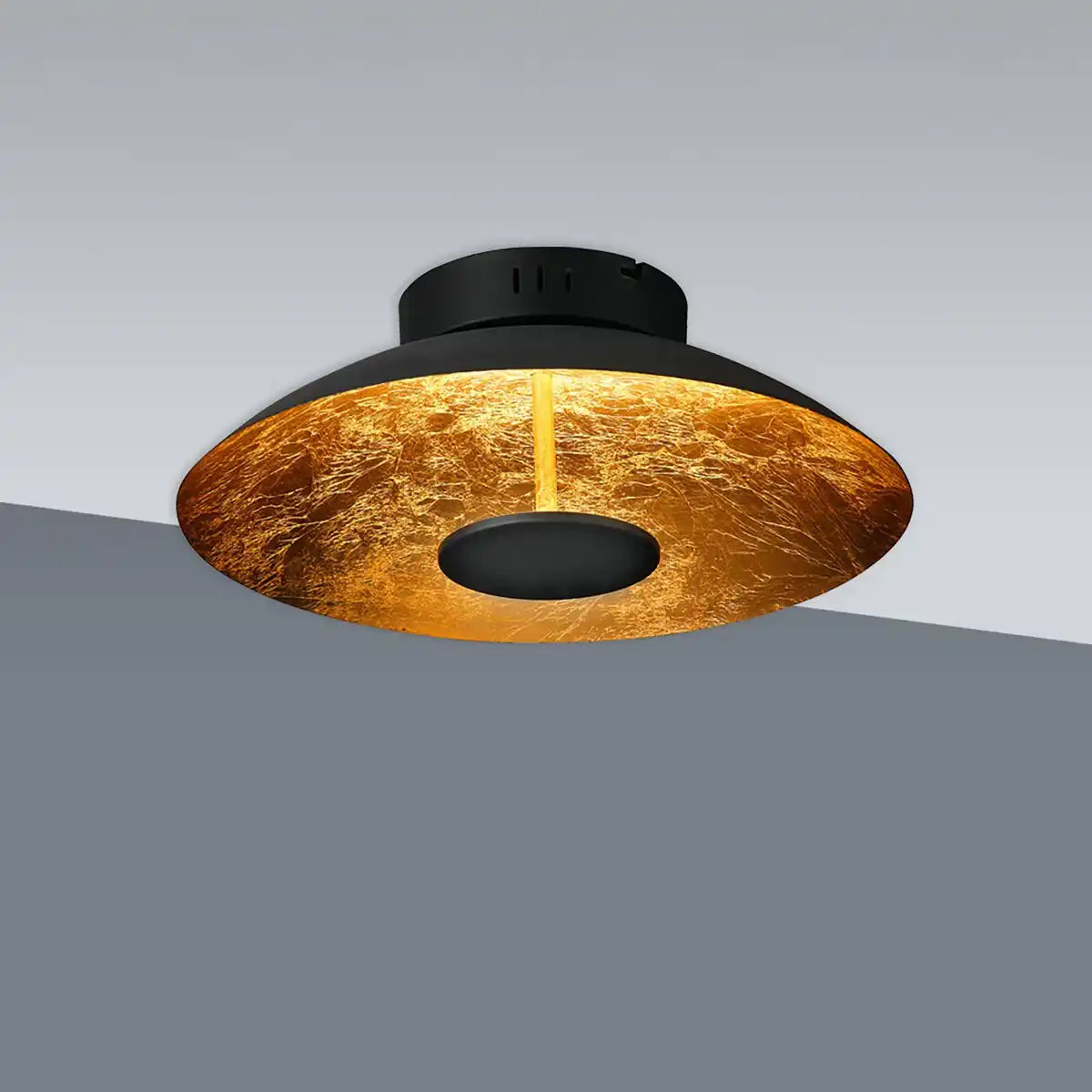 LED Deckenleuchte "FIRENZE" Deckenlampe aus Metall in Schwarz, und Gold, LED fest verbaut, Beleuchtung für Wohnzimmer, Büro oder den Eingangsberiech 40 cm Durchmesser
