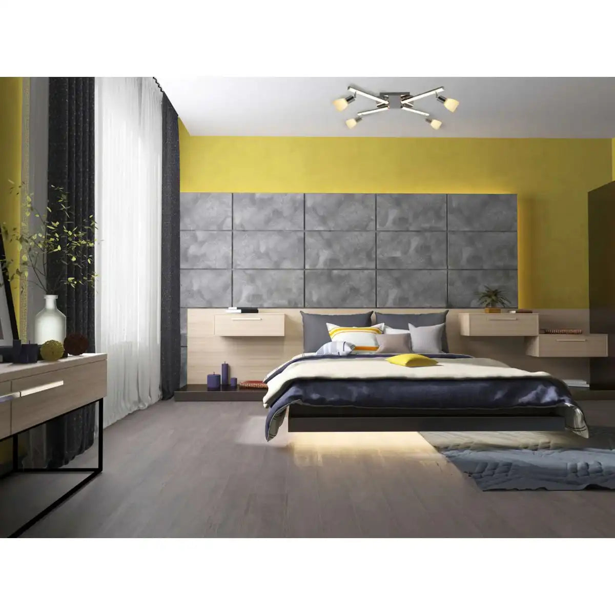 LED Deckenleuchte "IBIZA" 68 cm lang, aus chromfarbenem Metall, Glas und Kunststoff