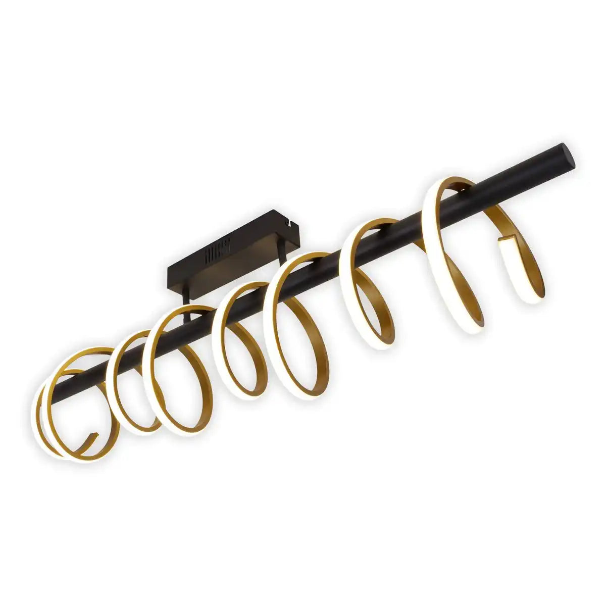 LED Deckenleuchte "BELLEZA", moderne Deckenlampe aus Metall und Kunststoff in Schwarz, Gold und Weiß, mit fest verbauten LEDs, 100cm lang. Die ideale Beleuchtung für Wohnzimmer, Esszimmer oder Büro.