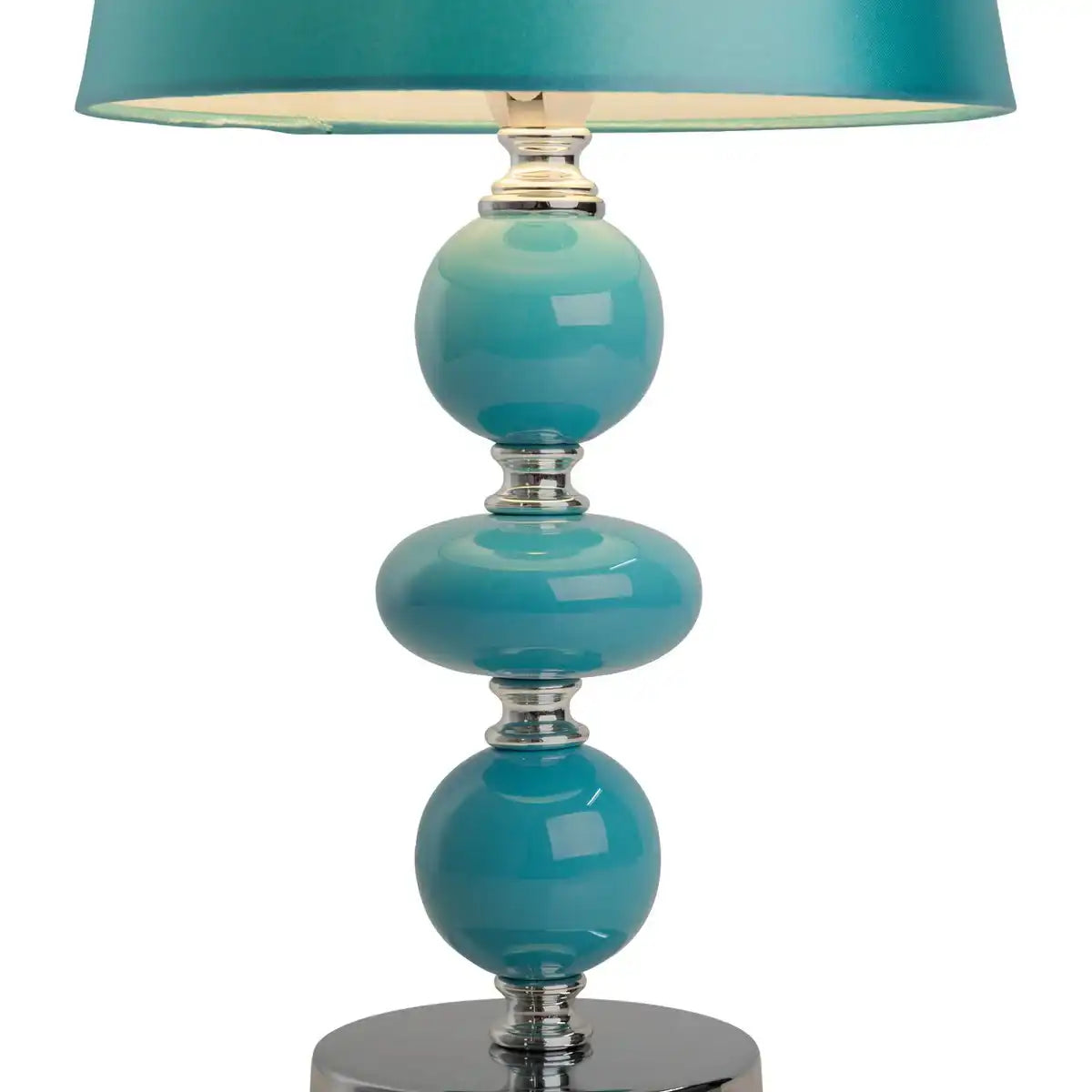Keramik Tischleuchte "ARAGA" 36 cm hoch, Tischlampe aus Metall, Keramik, mit Textilschirm, türkis, mit E14-Fassung, Beleuchtung für Esszimmer, Wohnzimmer, Diele oder Büro