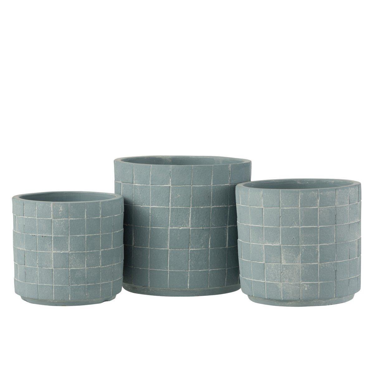J-Line Blumentopf Square - Keramik - Hellblau - Groß - Ø 16,00 cm