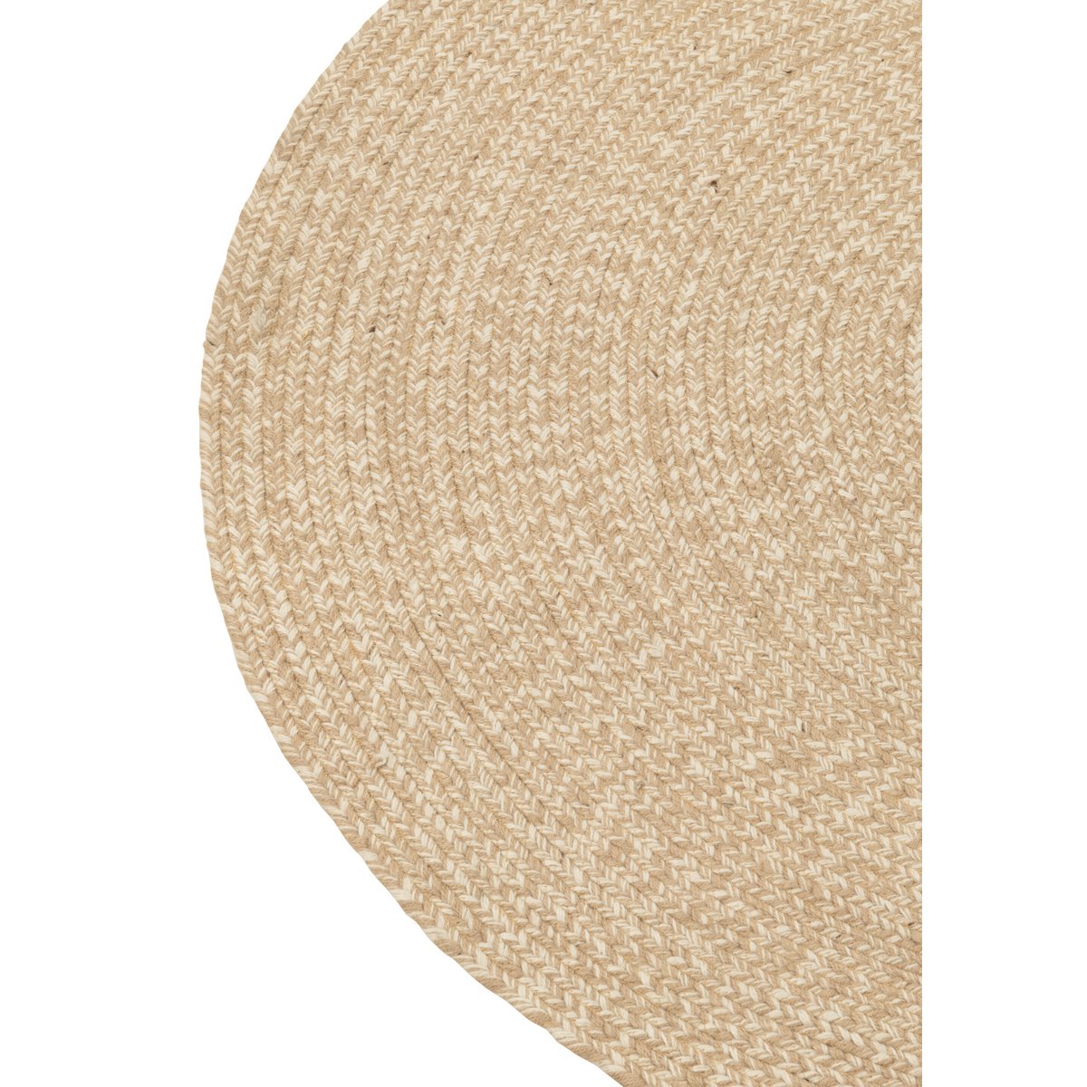 J-Line Teppich Miami Outdoor Polyester Natur/Weiß Klein – Teppich 120 x 120 cm