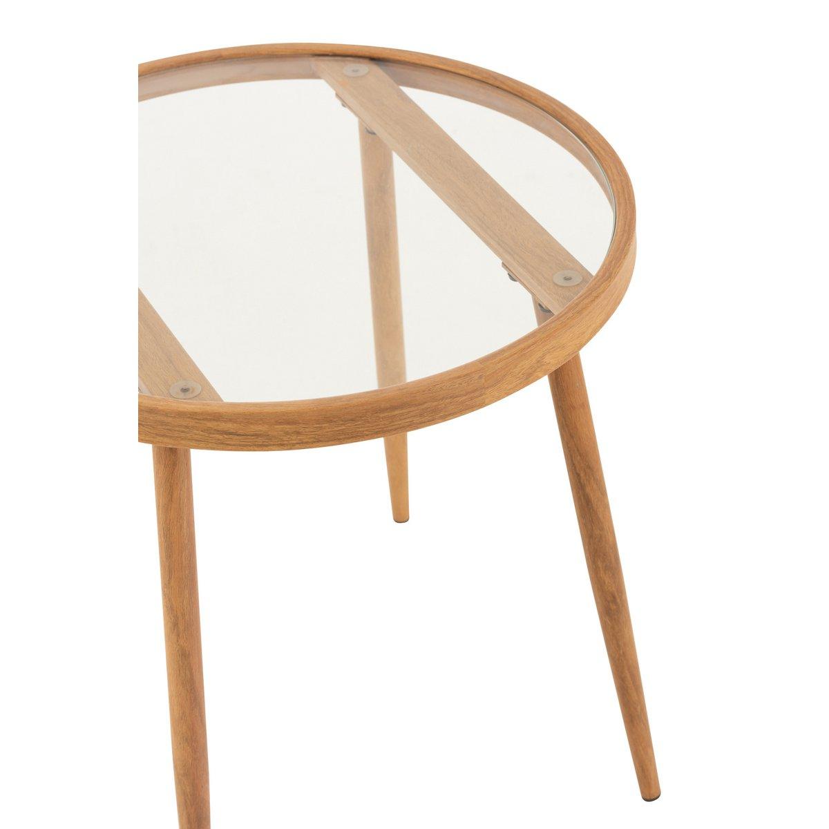 J-Line Beistelltisch Rund – Metall/Glas – Natur