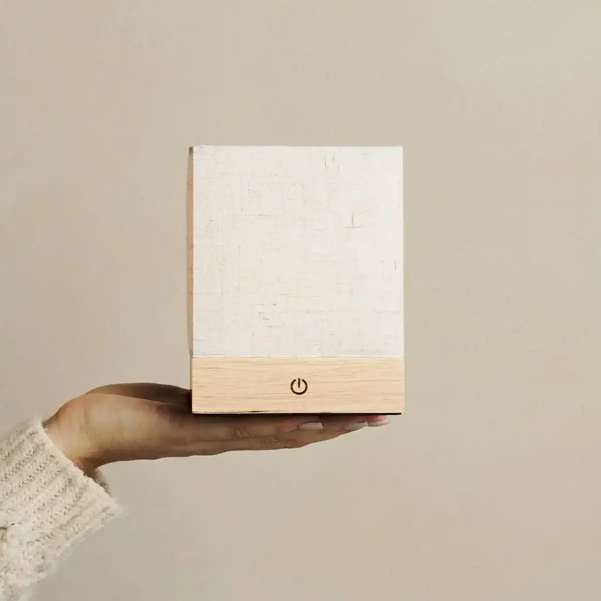 Zano hellbraune drahtlose Lampe mit Holz und Leinen - Stimmungsbeleuchtung, LED -Tischlampe mit Batterie