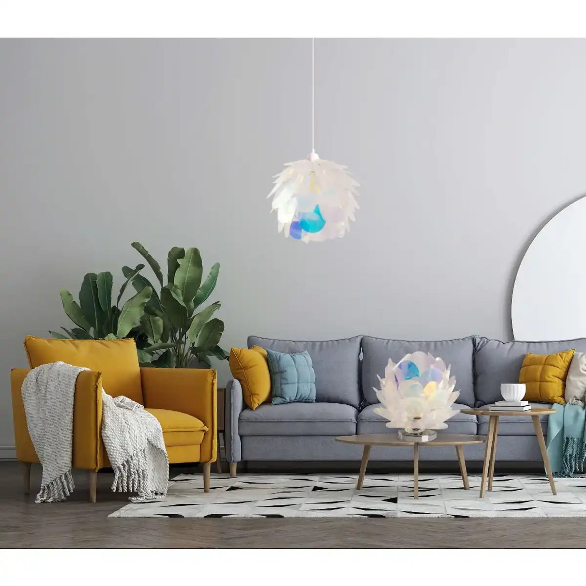 Pendelleuchte "FORA" aus Metall und irisierendem Kunststoff, E27-Fassung, Beleuchtung für Wohnzimmer, Esszimmer und Büro, Ø40 cm