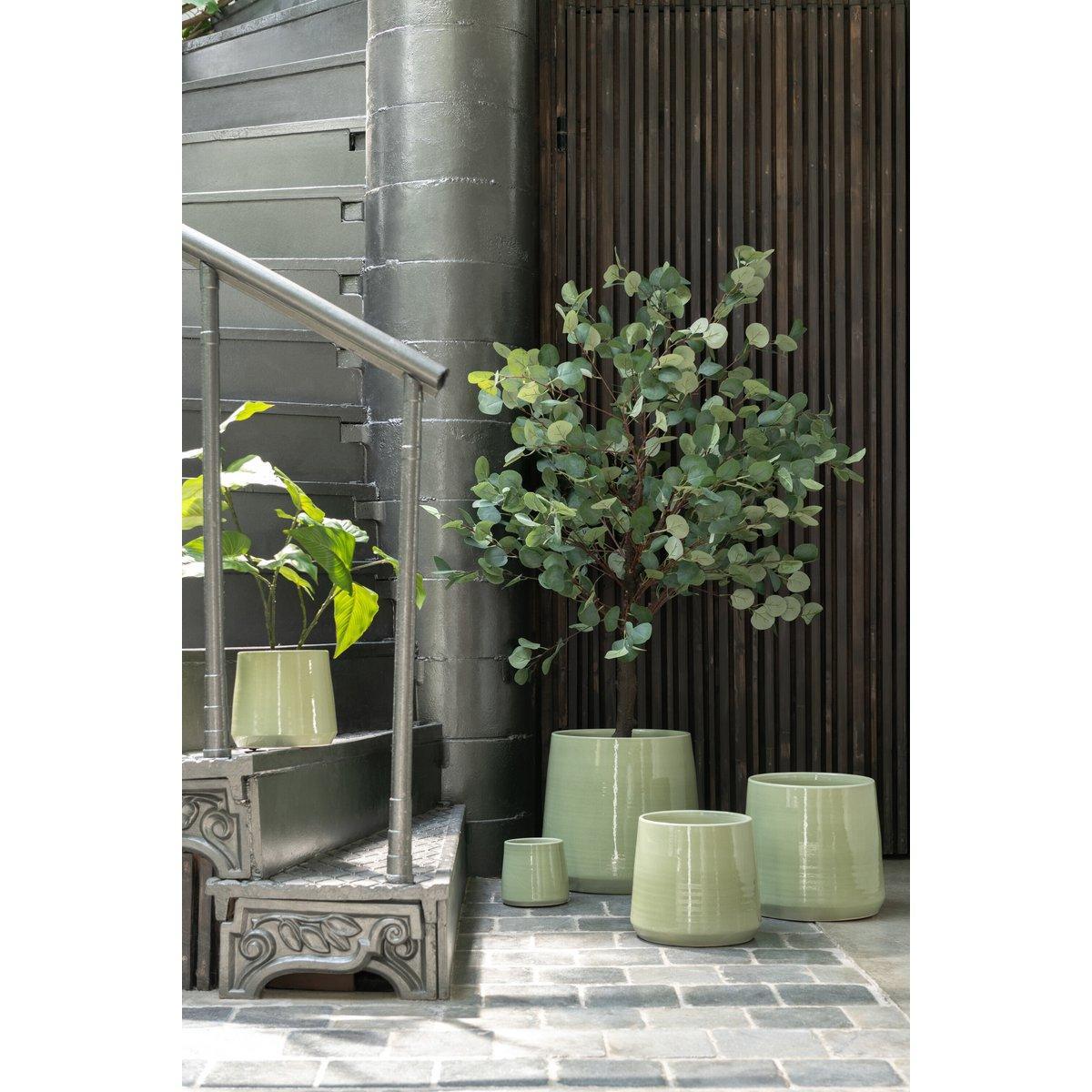 J-Line Blumentopf Rund - Keramik - Grün - Mittel - Ø 23,00 cm