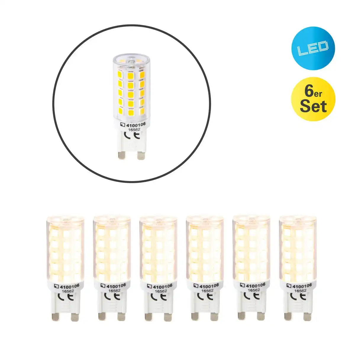 6er-Set LED-Leuchtmittel G9, 3,5 Watt, aus Kunststoff, warmweiß