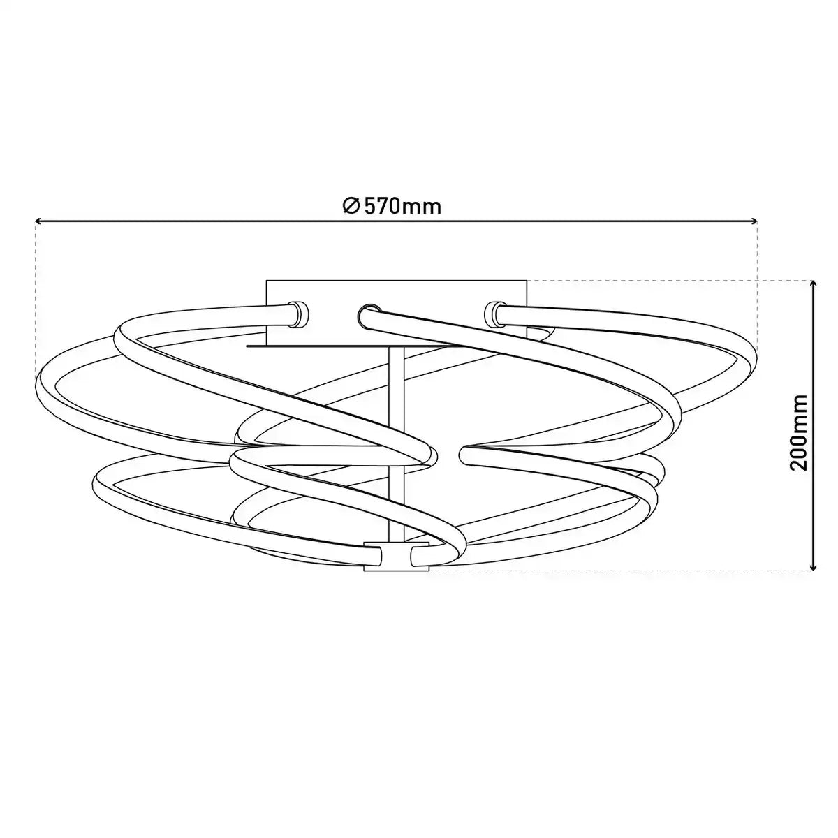 LED Deckenleuchte "RIZADO" Ø: 57cm aus Metall in satin-nickel und Kunststoff, mit fest verbauten LEDs, Beleuchtung für Wohnräume und Büro.