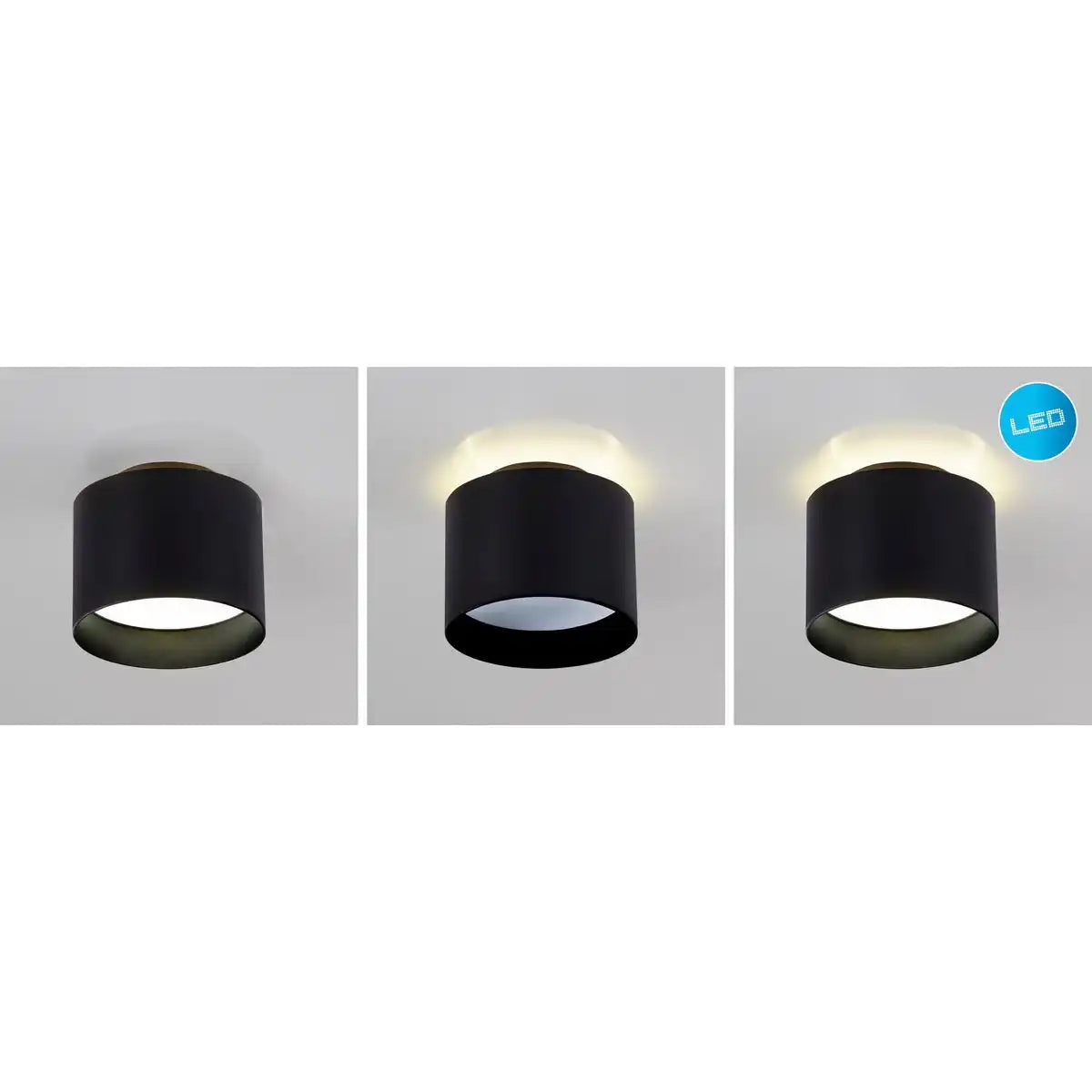 LED Spot "TRIOS" Ø 10 cm schwarz, aus Metall und Kunststoff mit integrierten LEDs