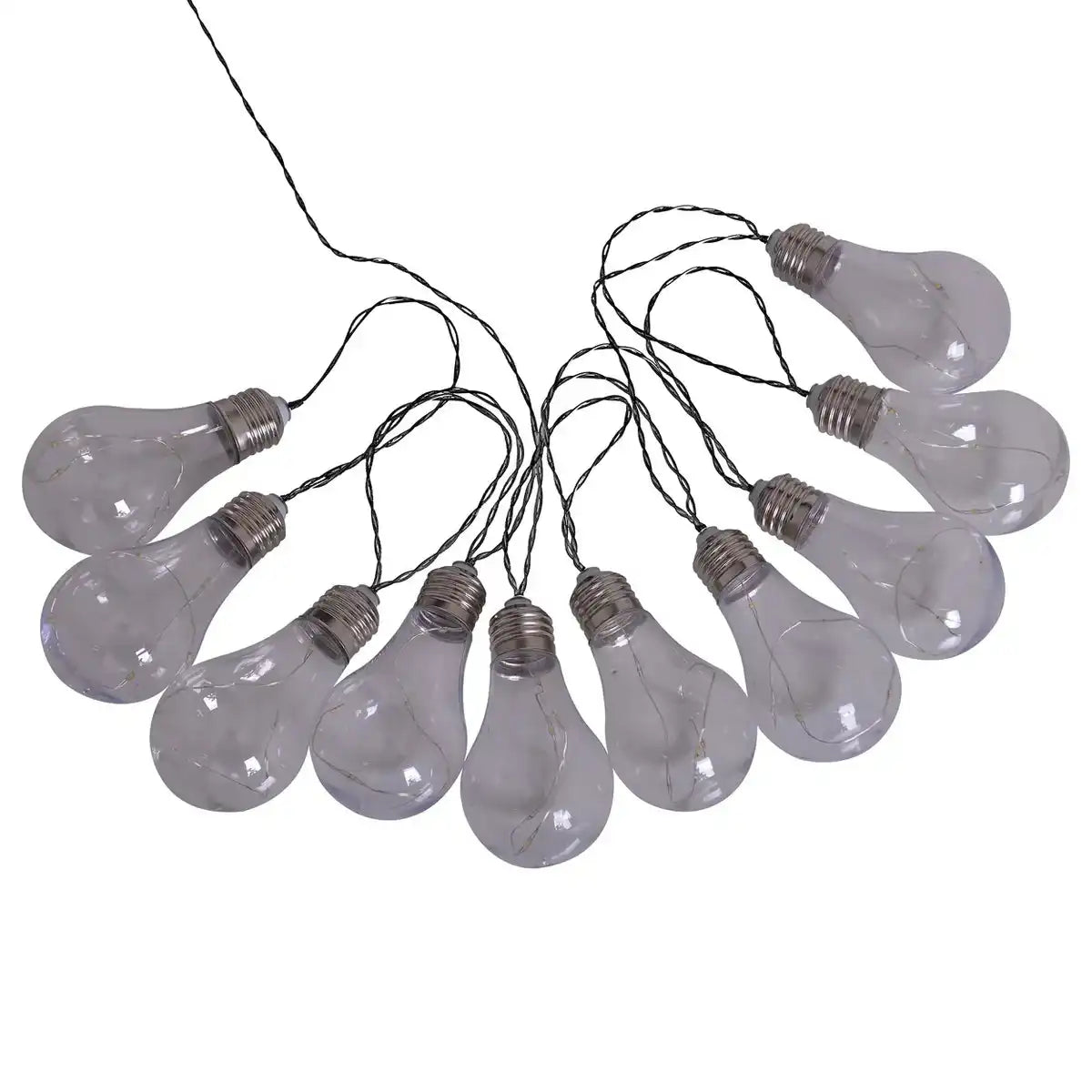 LED/Solar Lichterkette "Glühbirne" , für Außen, Lichterkette aus Kunststoff, klar/transparent, mit integrierter LED