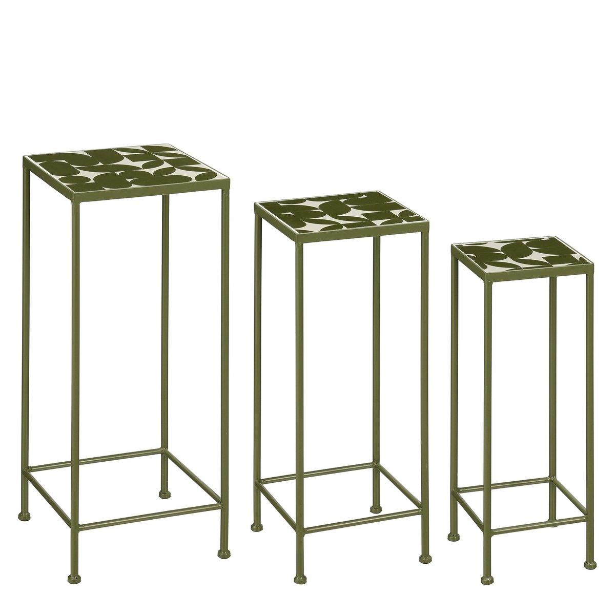 Bologna Side Table außerhalb - Set von 3 - L28 x B28 x H67 cm - Metall - Dunkelgrün