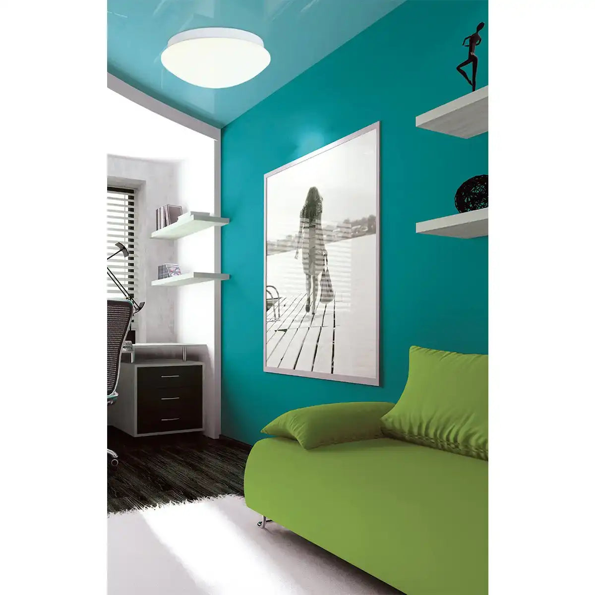 LED Deckenleuchte "GENF" aus Metall und Kunststoff in weiß, mit fest verbauten LEDs Ø ca 30 cm