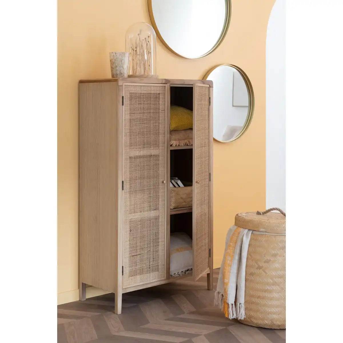 J -Line Mirror Round High Rand - Metall/Glas - Gold - klein - Ø 60 cm