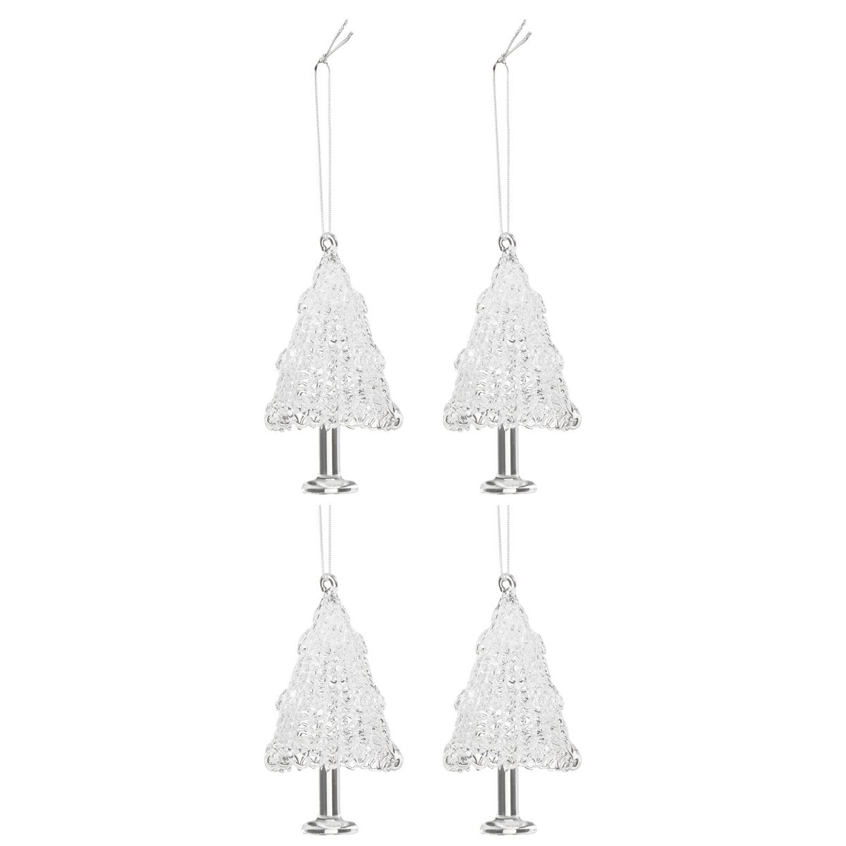 J-Line Box mit 4 Weihnachtsbaum-Anhängern aus Glas, transparent