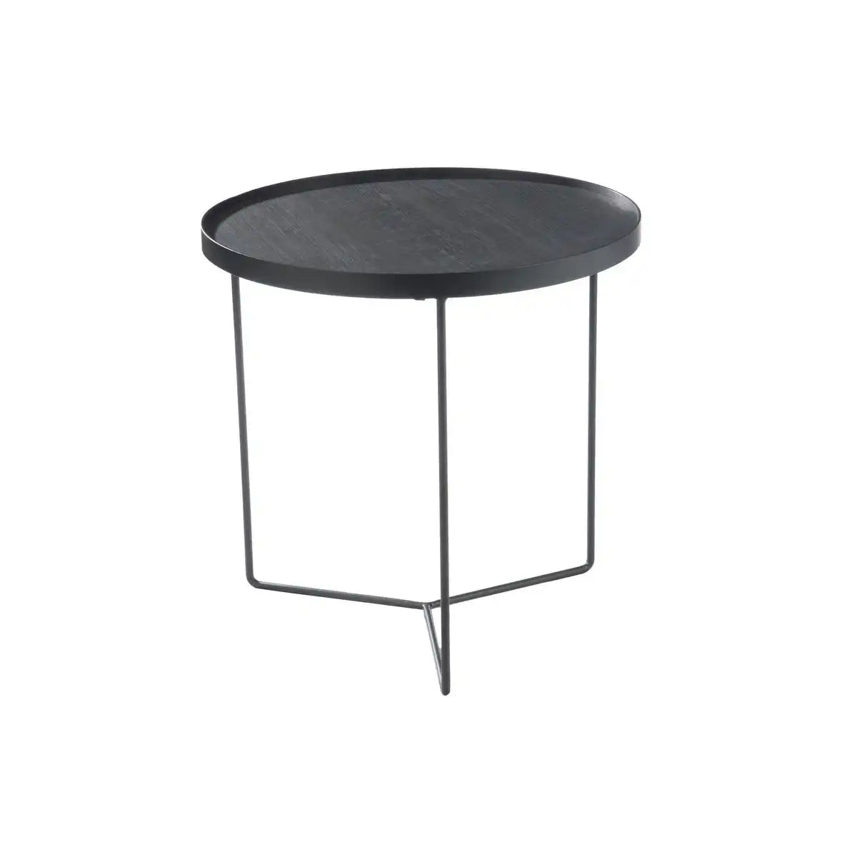 J-Line Beistelltisch, rund, Holz, Metall, dunkelbraun, klein