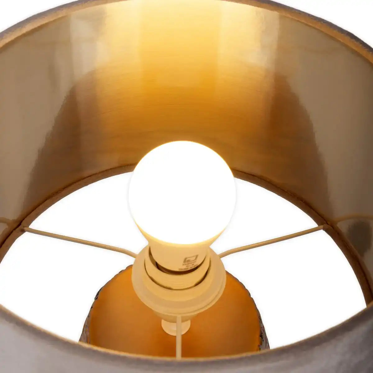 Keramik Tischleuchte "Bronco", Tischlampe, Keramik, beige/grau/Gold, mit E14-Fassung, für Esszimmer, Wohnzimmer, Diele oder Büro, 39 cm hoch