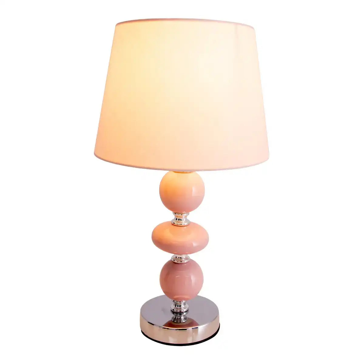 Keramik Tischleuchte "Araga" 36 cm hoch, Tischlampe aus Metall, Keramik, mit Textilschirm, rosa, mit E14-Fassung, Beleuchtung für Esszimmer, Wohnzimmer, Diele oder Büro,