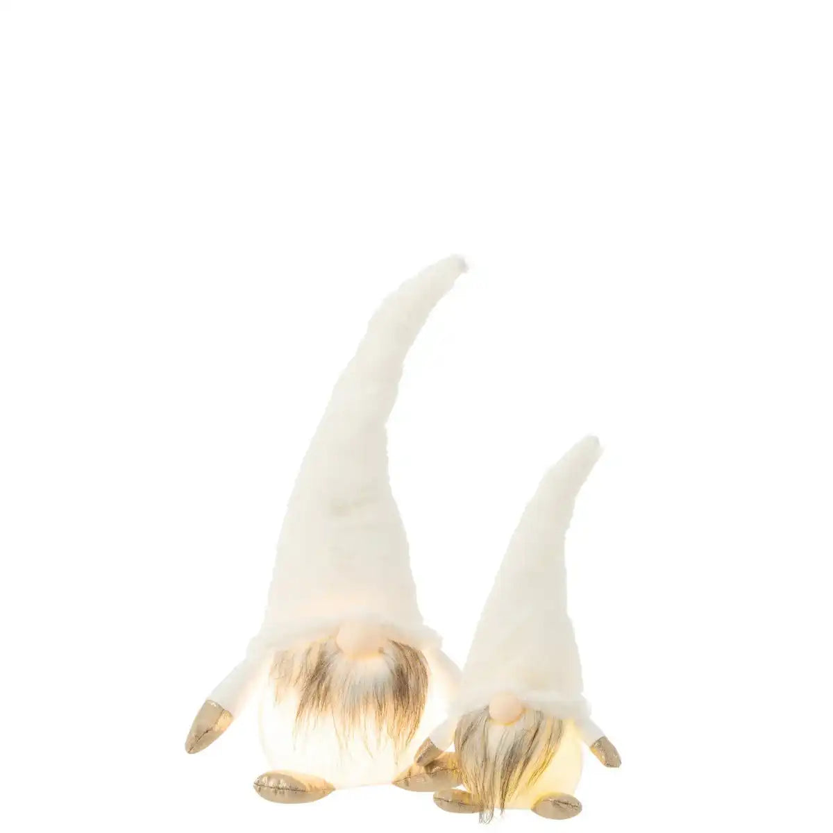 J-Line Figur Gnome + LED - Textil - Weiß - Groß