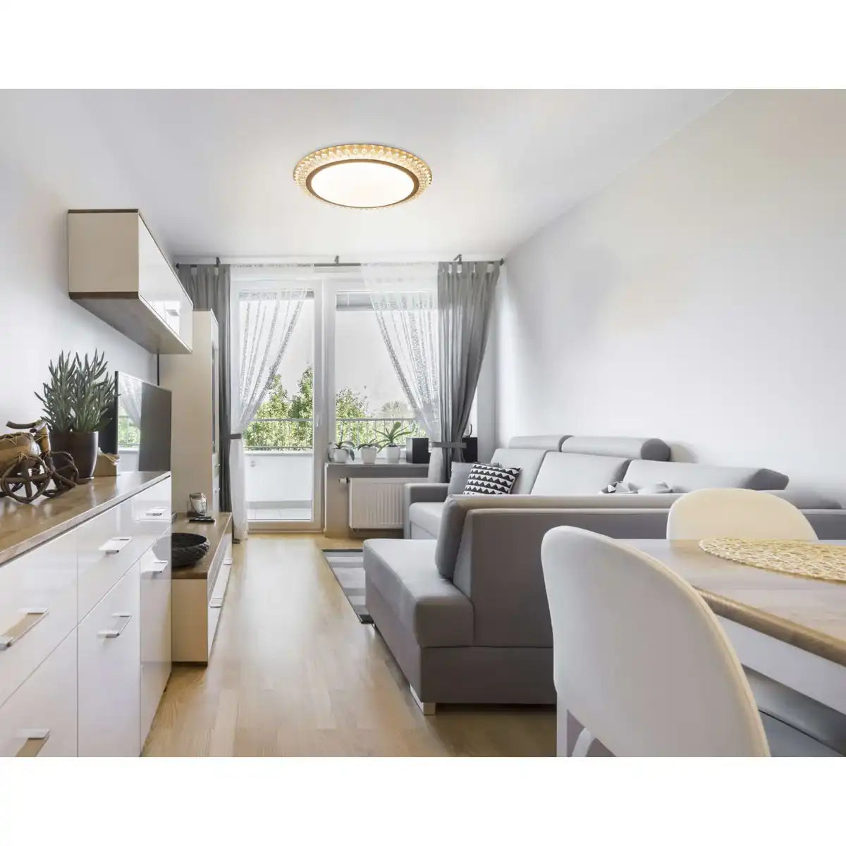 LED Deckenleuchte "MADISON" Ø 48 cm, viele Funktionen, aus Metall und Kunststoff , Gold, mit integrierten LEDs, Beleuchtung für Wohnräume oder Büro