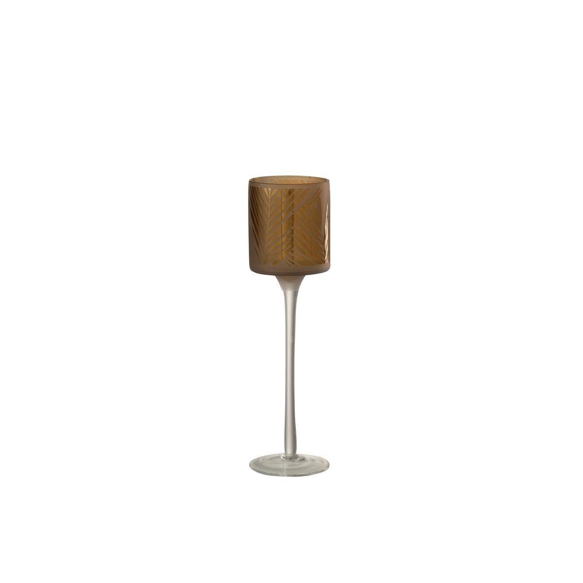 J-Line Kerzenhalter auf Safari-Fuß – Glas – Beige – klein