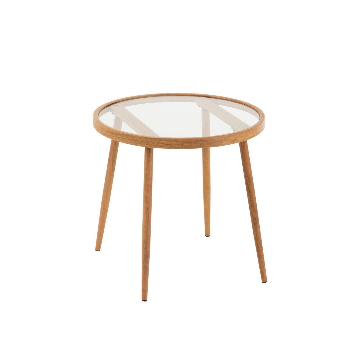 J-Line Beistelltisch Rund – Metall/Glas – Natur