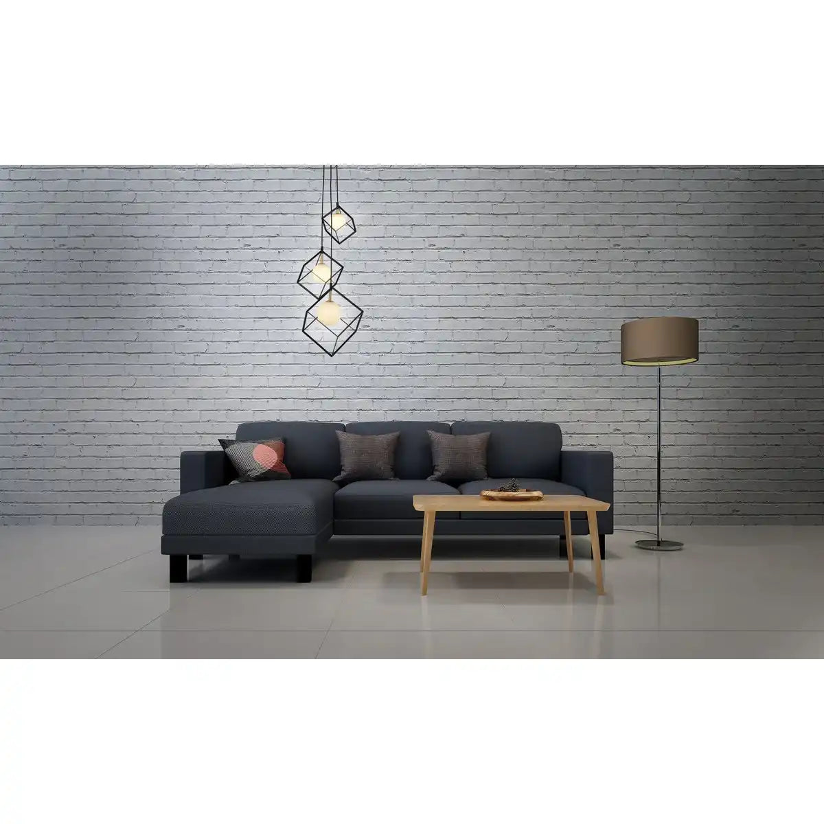 3-flammige Pendelleuchte "CADRE", Retro Pendellampe aus Metall und Glas in Schwarz, und Weiß mit G9-Fassung, insgesamt 147 cm hoch, für Wohnbereich und Büro.
