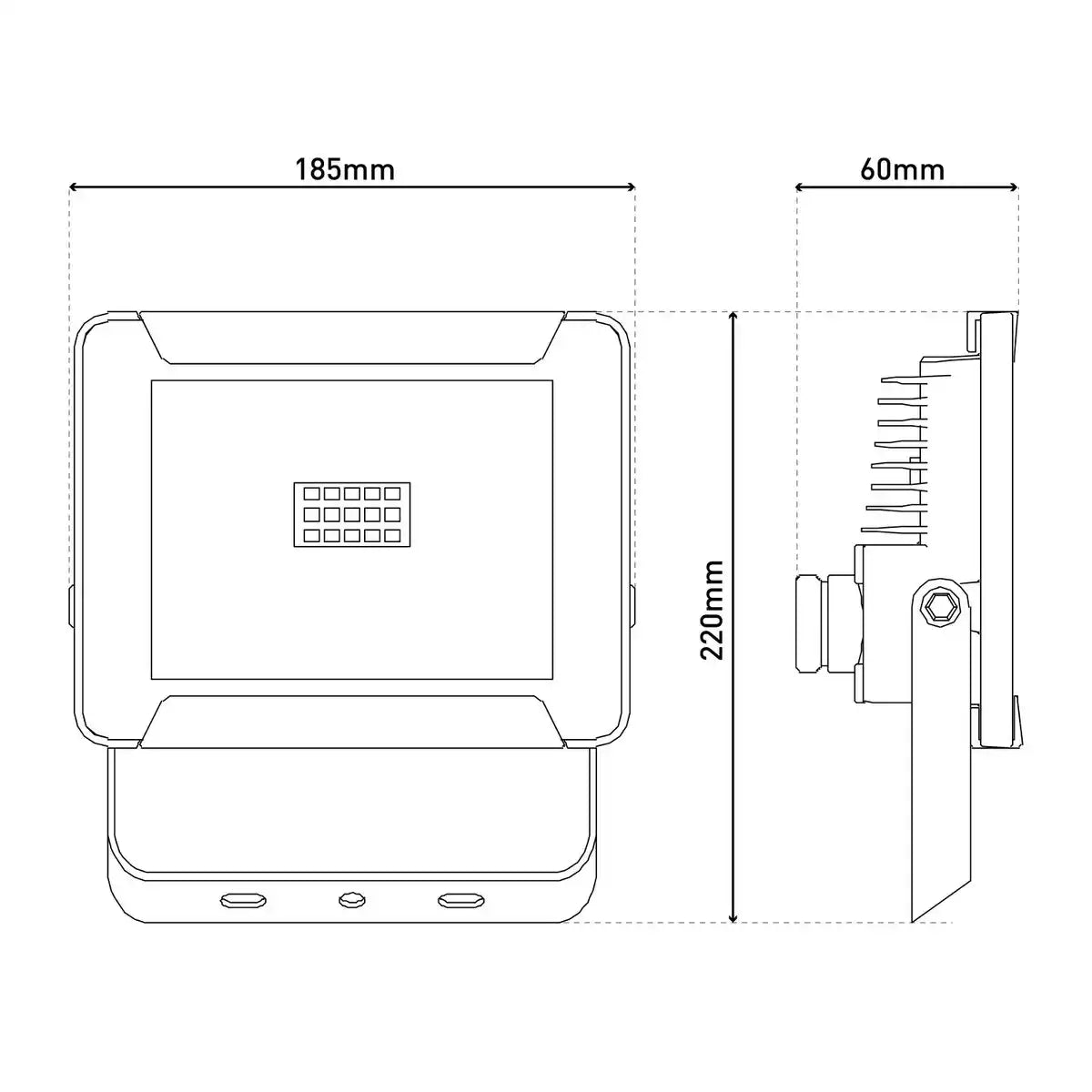 LED-Außenleuchte "Strahler" 30W , aus Metall und Glas in Schwarz, mit integrierter LED