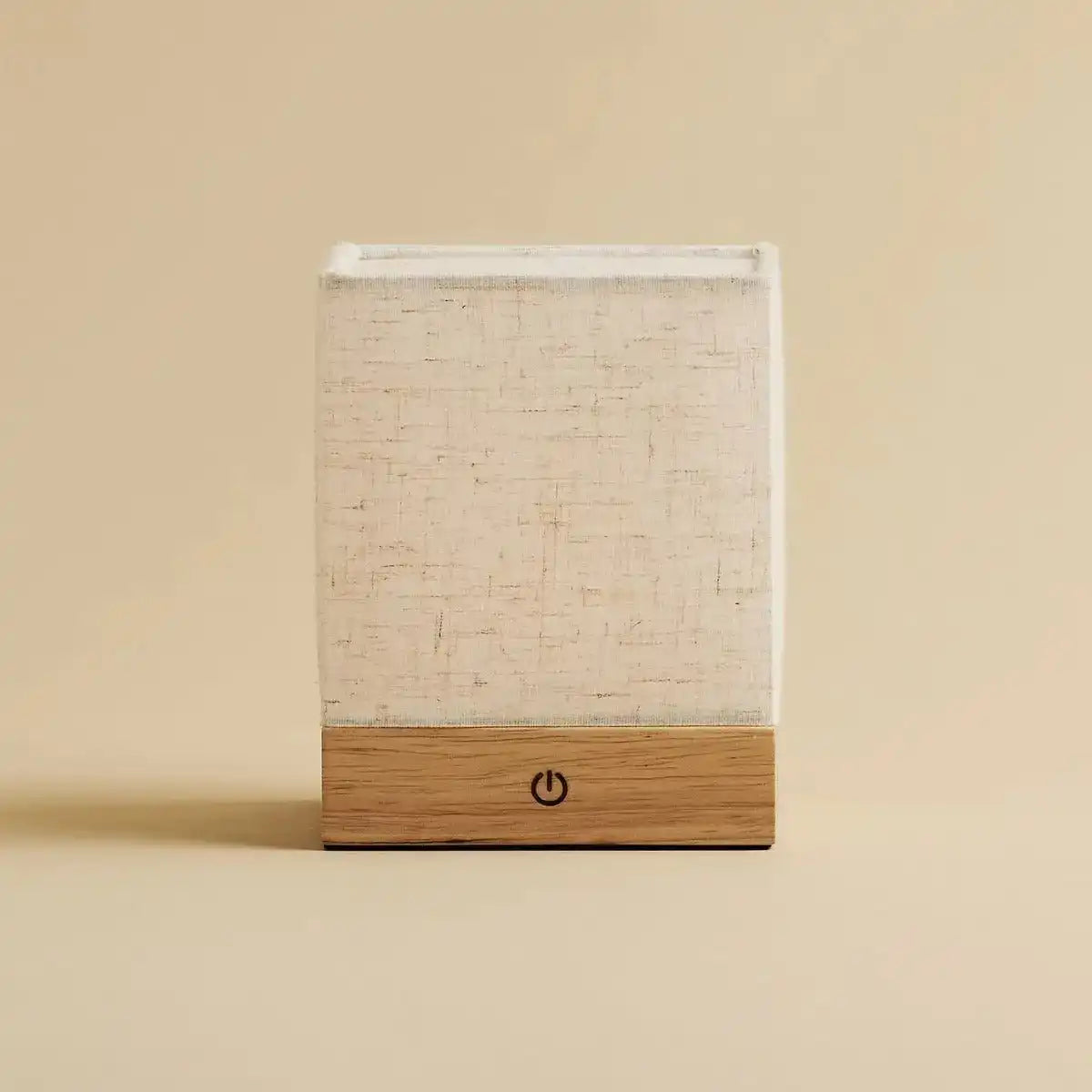 Zano hellbraune drahtlose Lampe mit Holz und Leinen - Stimmungsbeleuchtung, LED -Tischlampe mit Batterie