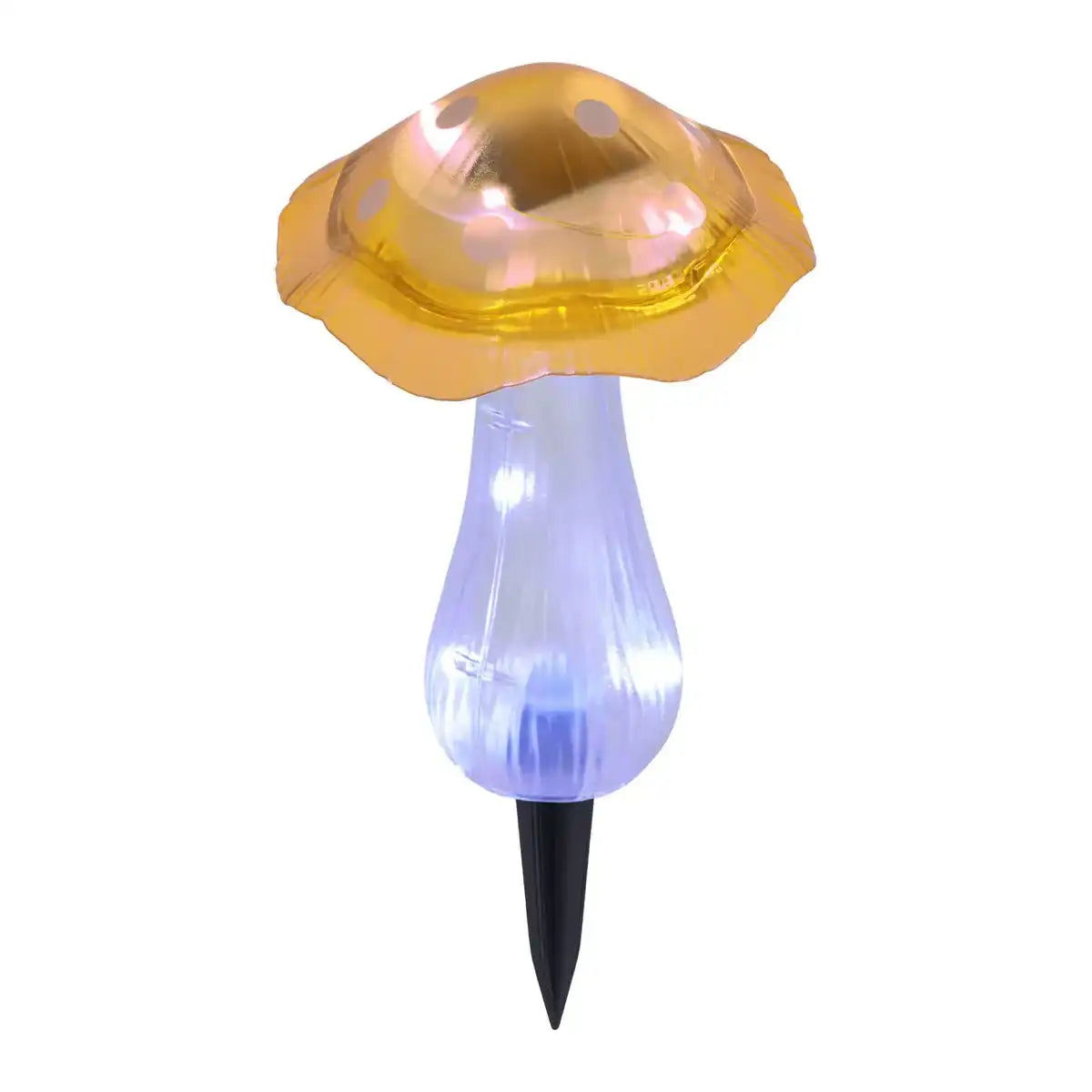 Solar-Dekoerdspieße 2er Set "MANTAR" Ø 13 cm, 29 cm hoch, transparenter Kunststoff in Rot, Gelb und Klar, integrierte LEDs, kaltweiß
