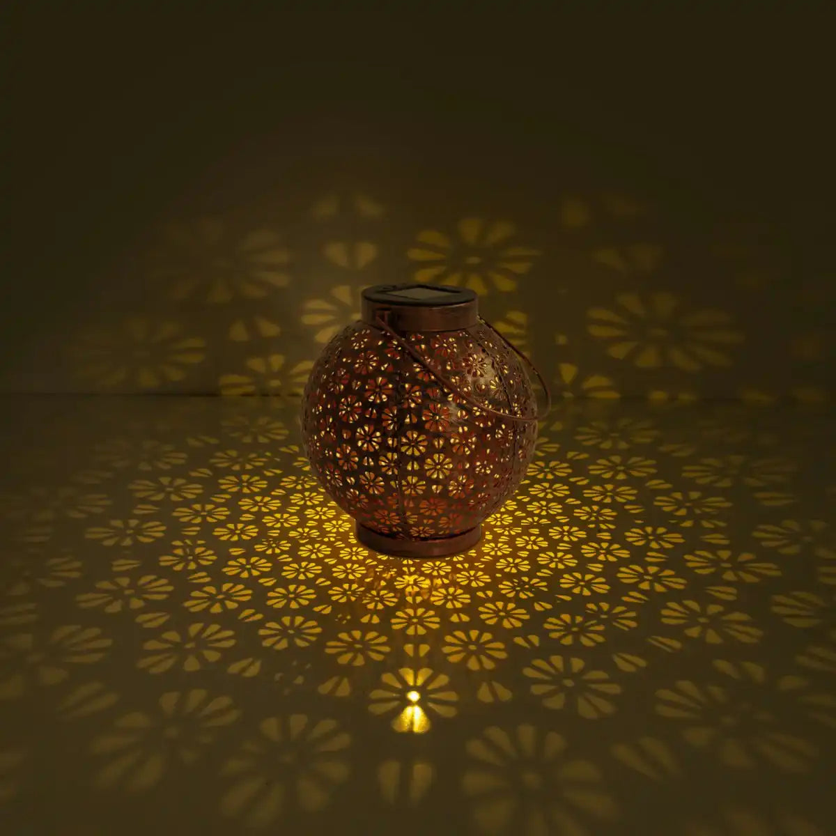 2er-Set LED Deko-Solarleuchte Ø 18 cm Außen Deko aus Metall in Bronze mit integrierten LEDs
