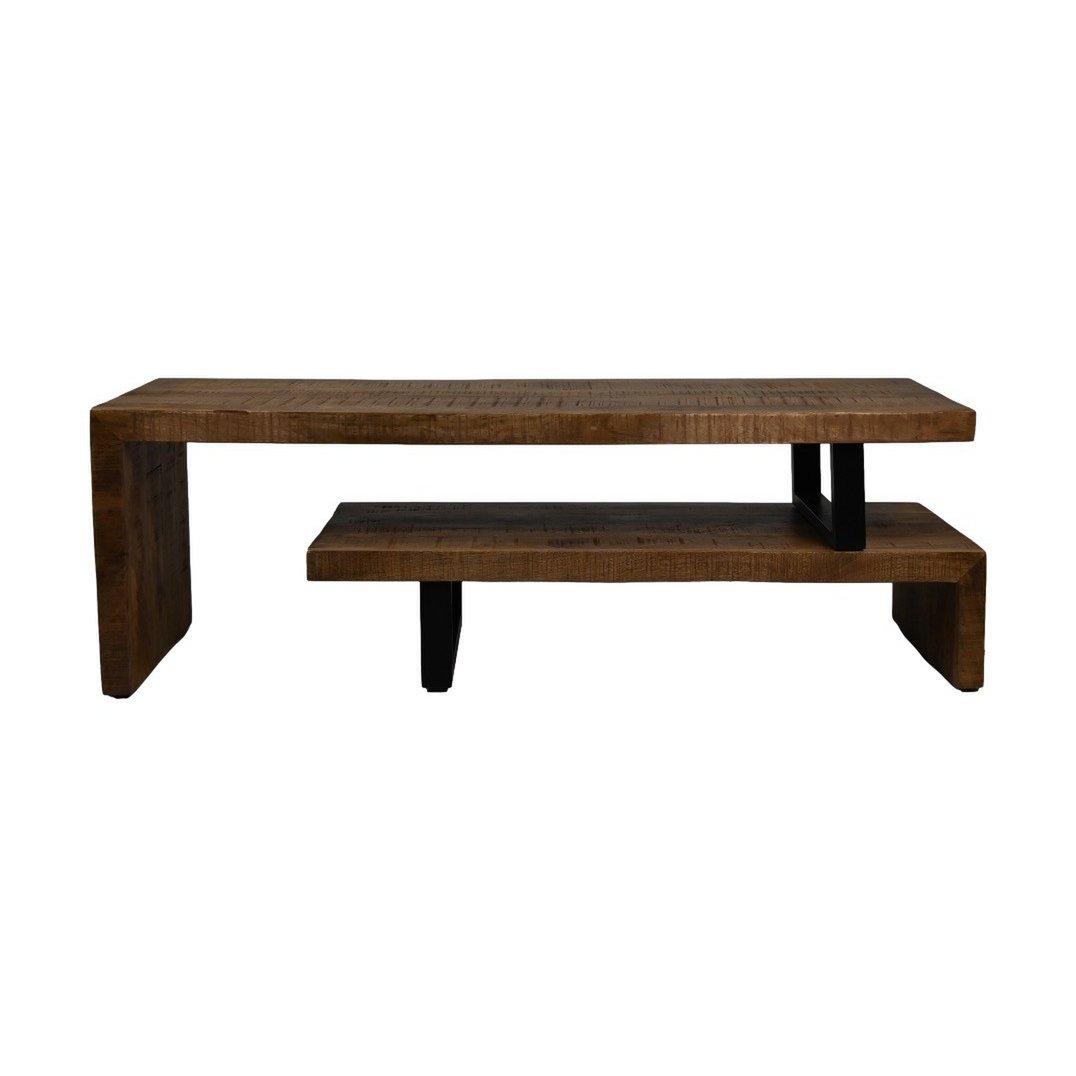 HSM Collection-TV-Möbel 2 Stück-140x40x46-Natur-Mango/Metall