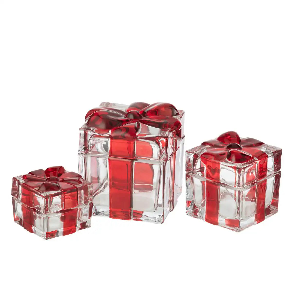J-Line Vorratsglas Geschenkbox Glas Rot Groß