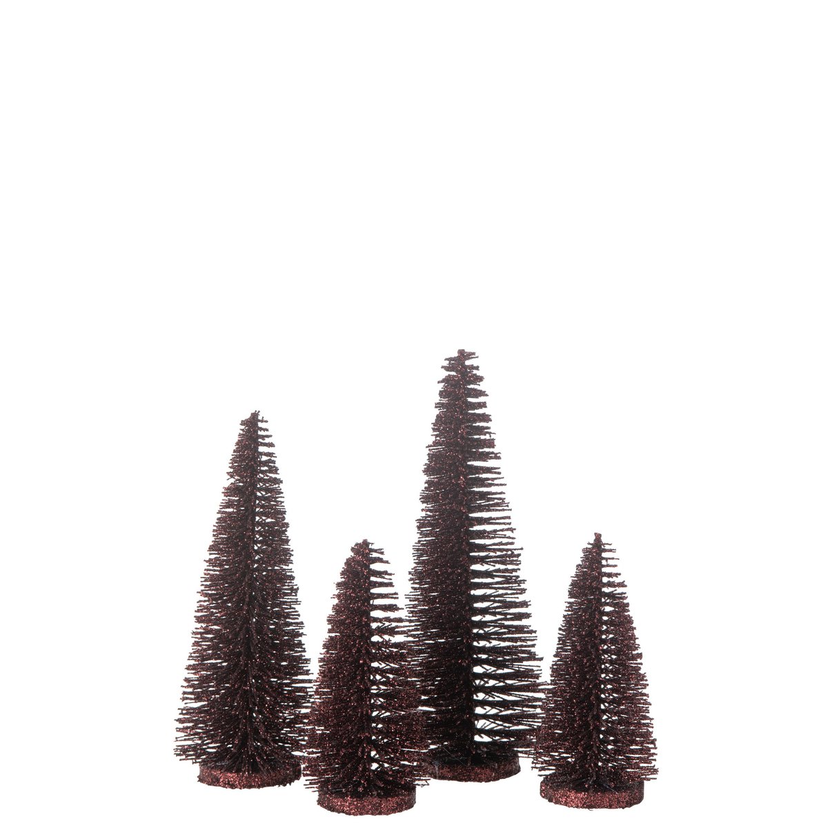 J -Line Dekoration Weihnachtsbaum Glitzer - Plastik - Bordeaux - Schachtel von 8