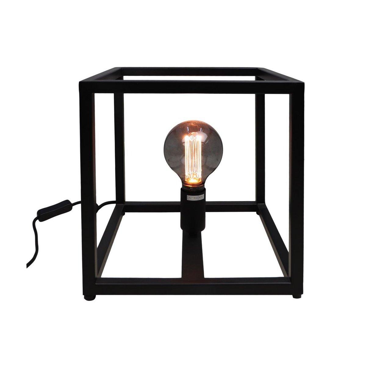 HSM Collection Tischlampe Quadrat Fremont-26x26x26-Zwart Metall