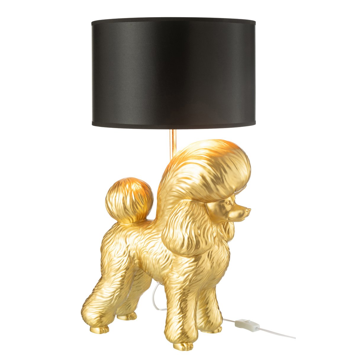J-Line Lampe Hund Pudel Resine Gold
