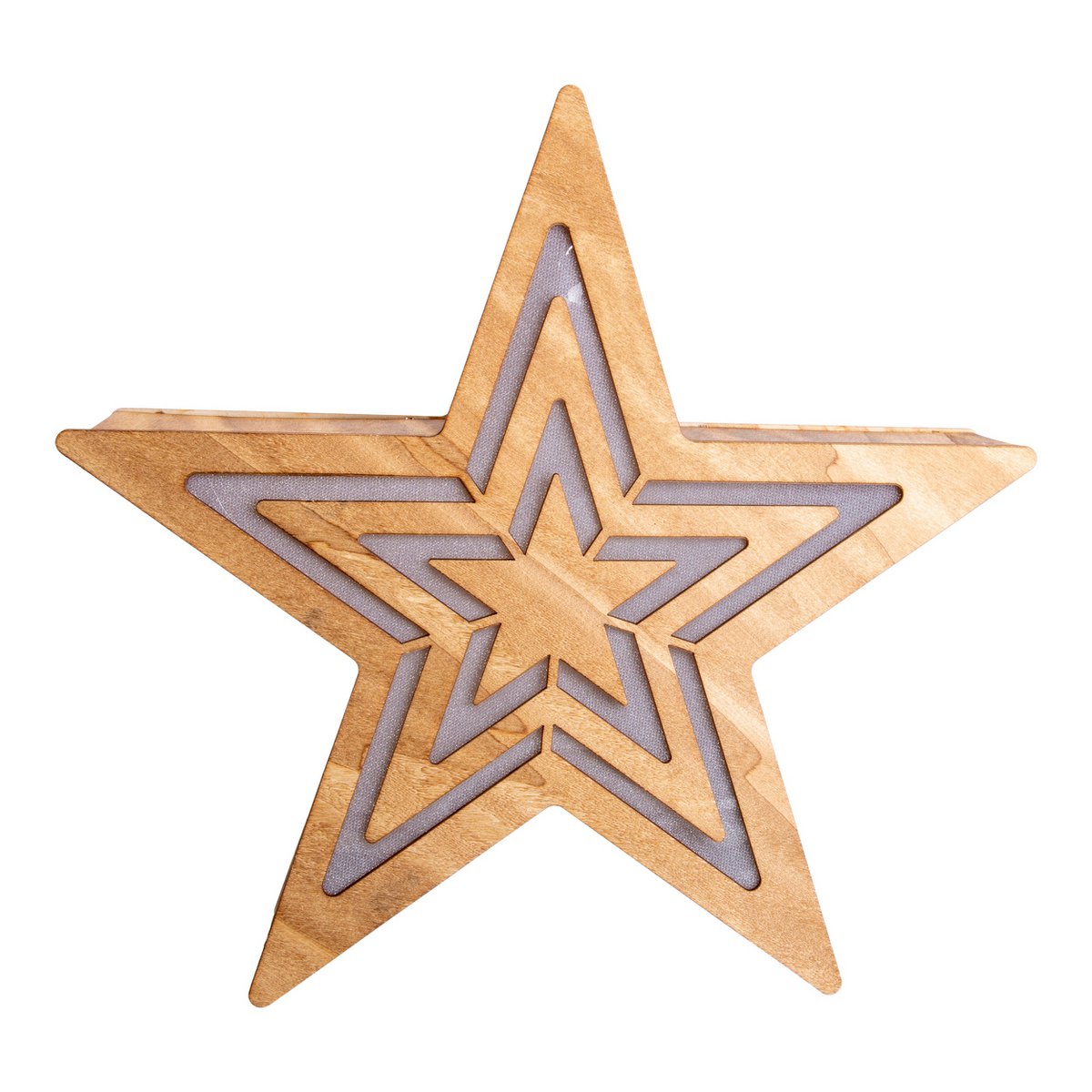 LED-Weihnachtsdeko "Stern" H: 33 cm - Weihnachtsartikel - Deko - Holz - natur - mit integrierter LED - Weihnachtsdekoration