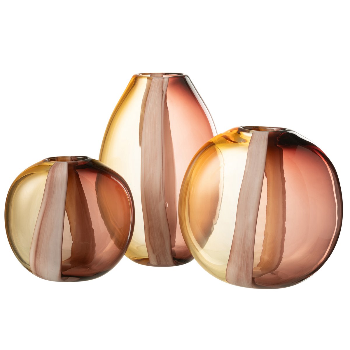 J -Line Vase Arun - Glas - Braun/Gelb - groß - Ø 13 cm