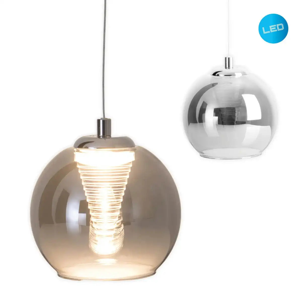 LED Pendelleuchte "VASO", Pendellampe aus Metall und Glas in anthrazit, mit fest verbauten LEDs, Hängelampe für Esszimmer und Wohnzimmer mit einem Øvon 14,5 cm.