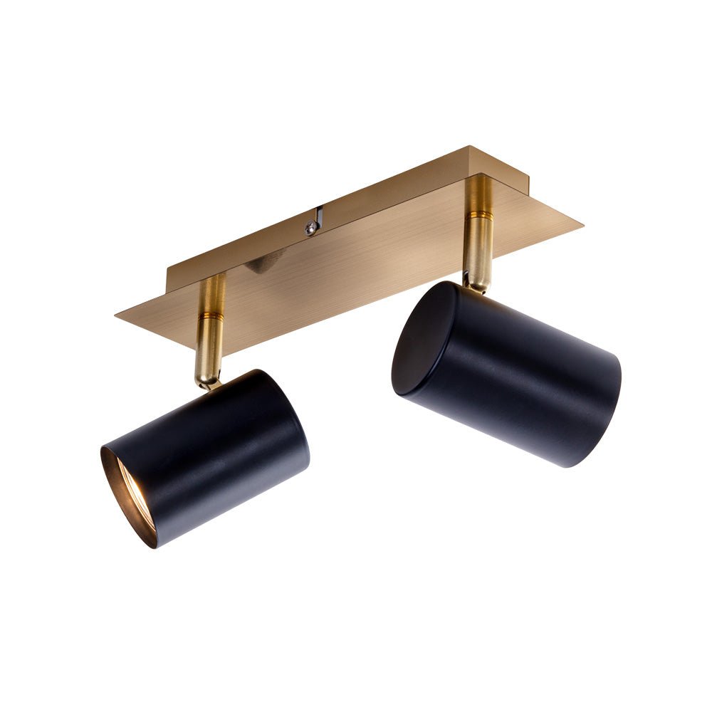 2er Wand- und Deckenleuchte "FRIDA" in Metall schwarz / Gold, Deckenstrahler, GU10, Deckenlampe für Esszimmer, Wohnzimmer, Diele oder Büro, 24 cm lang