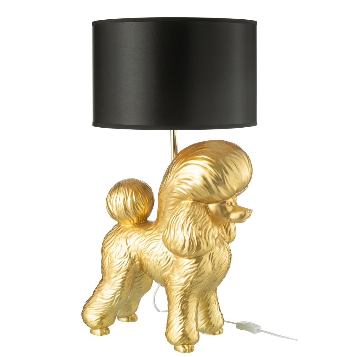 J-Line Lampe Hund Pudel Resine Gold