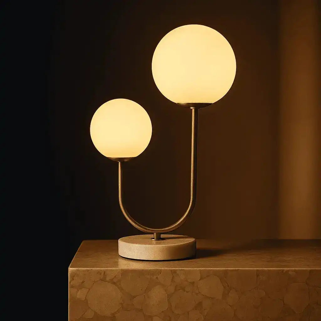 Giorgia Elegante Marmorlampe - Elegante Tischlampe mit gefrosteten Glasbirnen