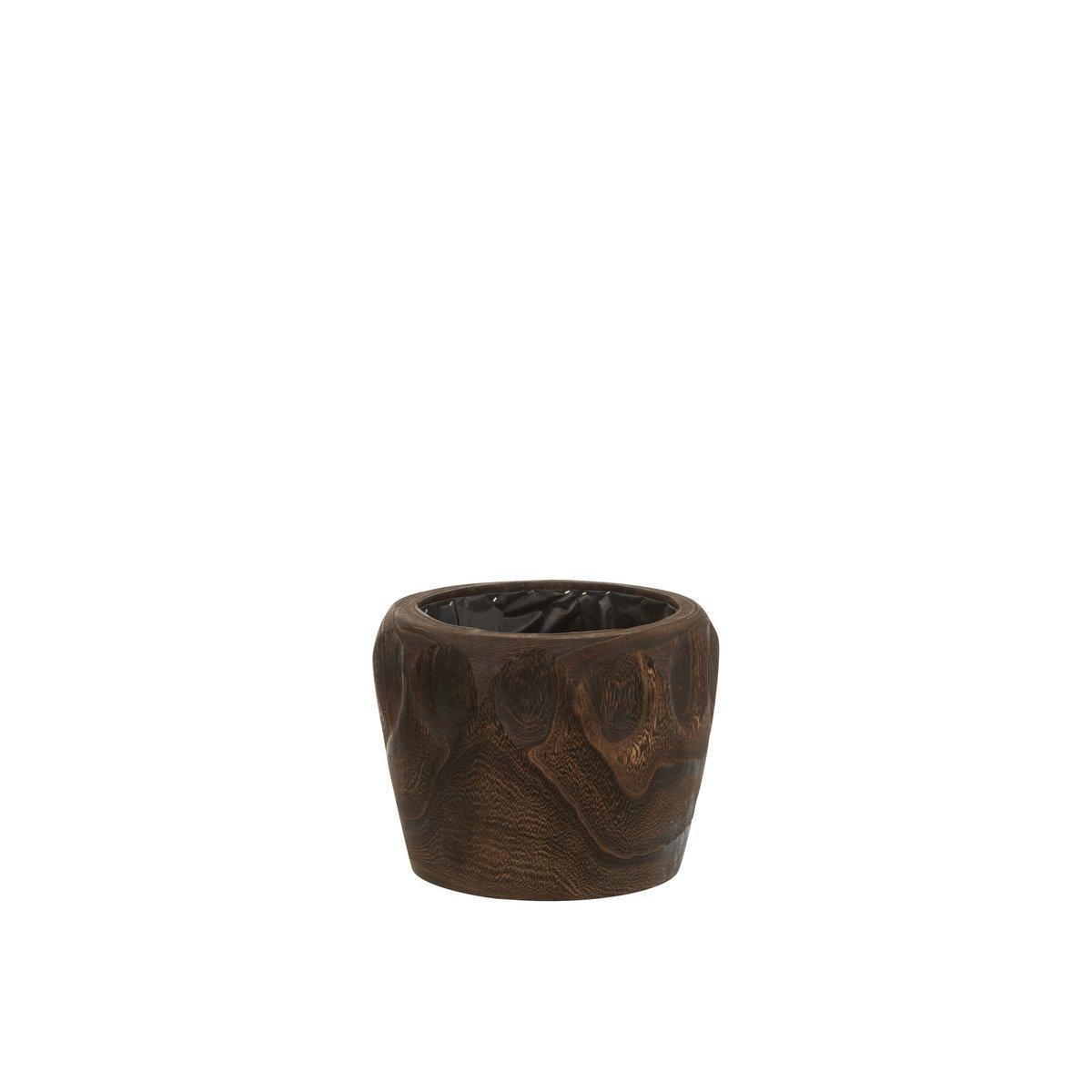 J-Line Blumentopf Thibobo Paulownia Holz+Kunststoff Dunkelbraun Klein