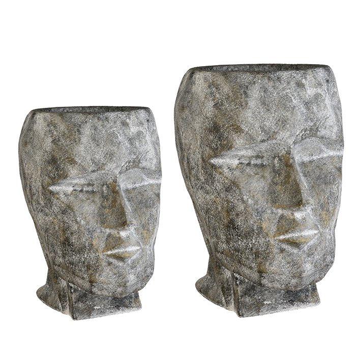 Magnesia Pflanzgefäß "Head" graubetonoptik H.45cm
