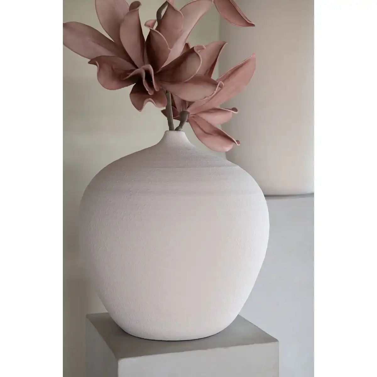 J -Line Vase Flasche Cassia - Keramik - Weiß - Ø 35 cm