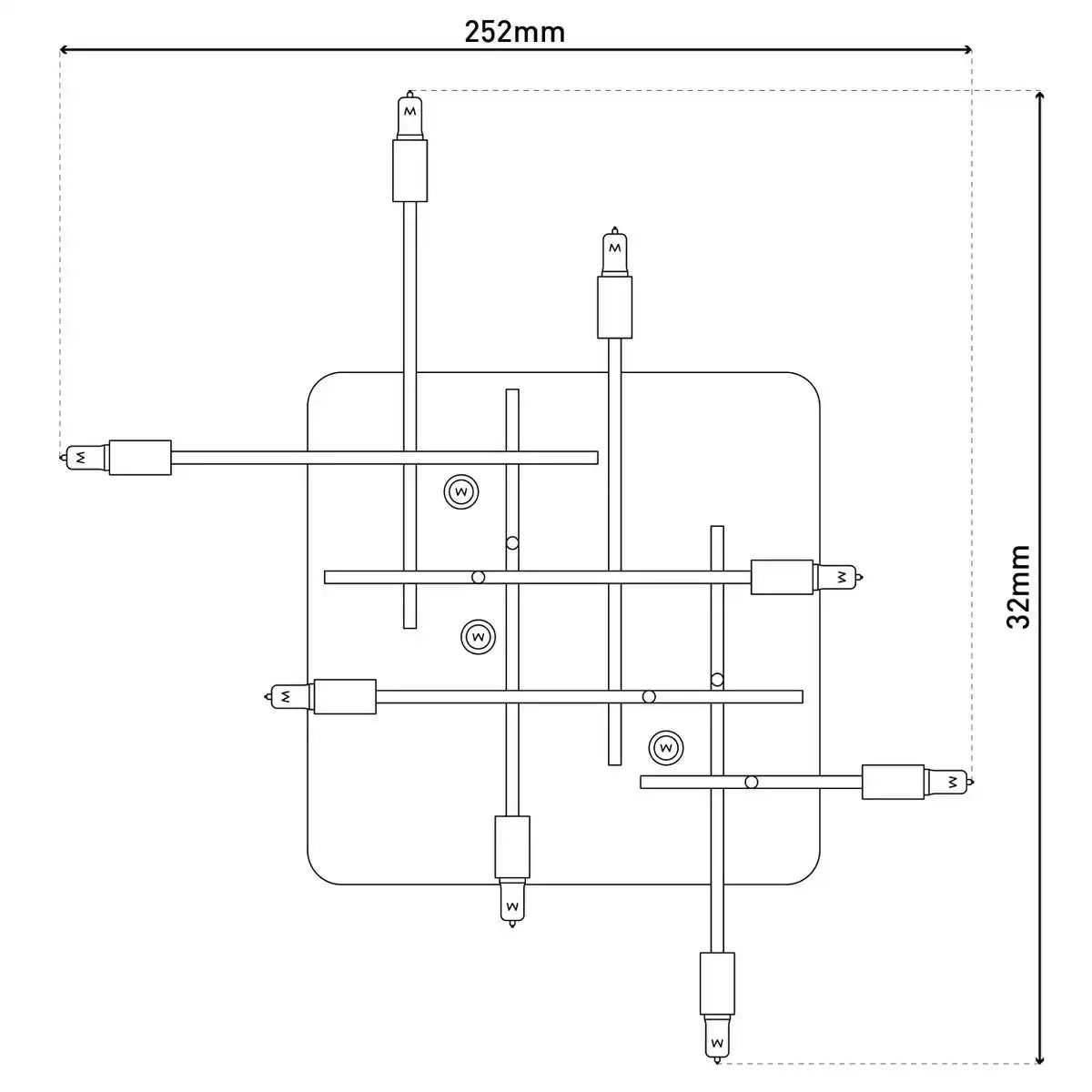 LED Deckenleuchte "ANCONA" mit Backlight aus Metall in Schwarz, und Messing, G9-Fassungen, Lampe für Wohnzimmer, Esszimmer, Flur und Büro, ca. 51 x 48 cm