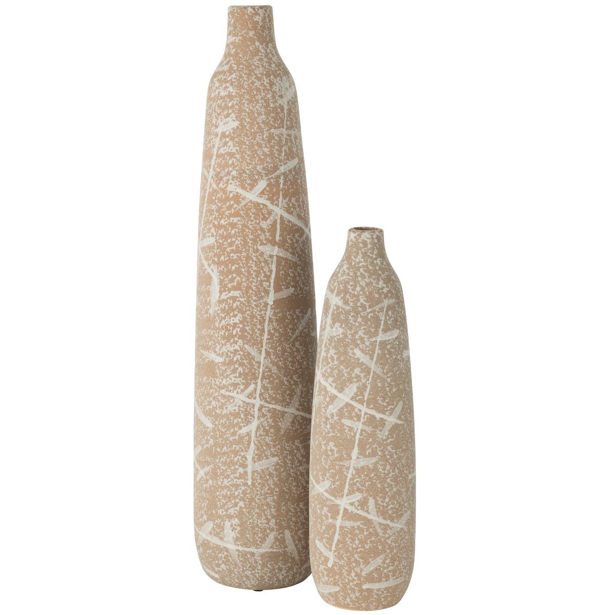 J -Line Vase Dune Schmal - Keramik - Beige/Weiß - groß - 69,5 cm hoch