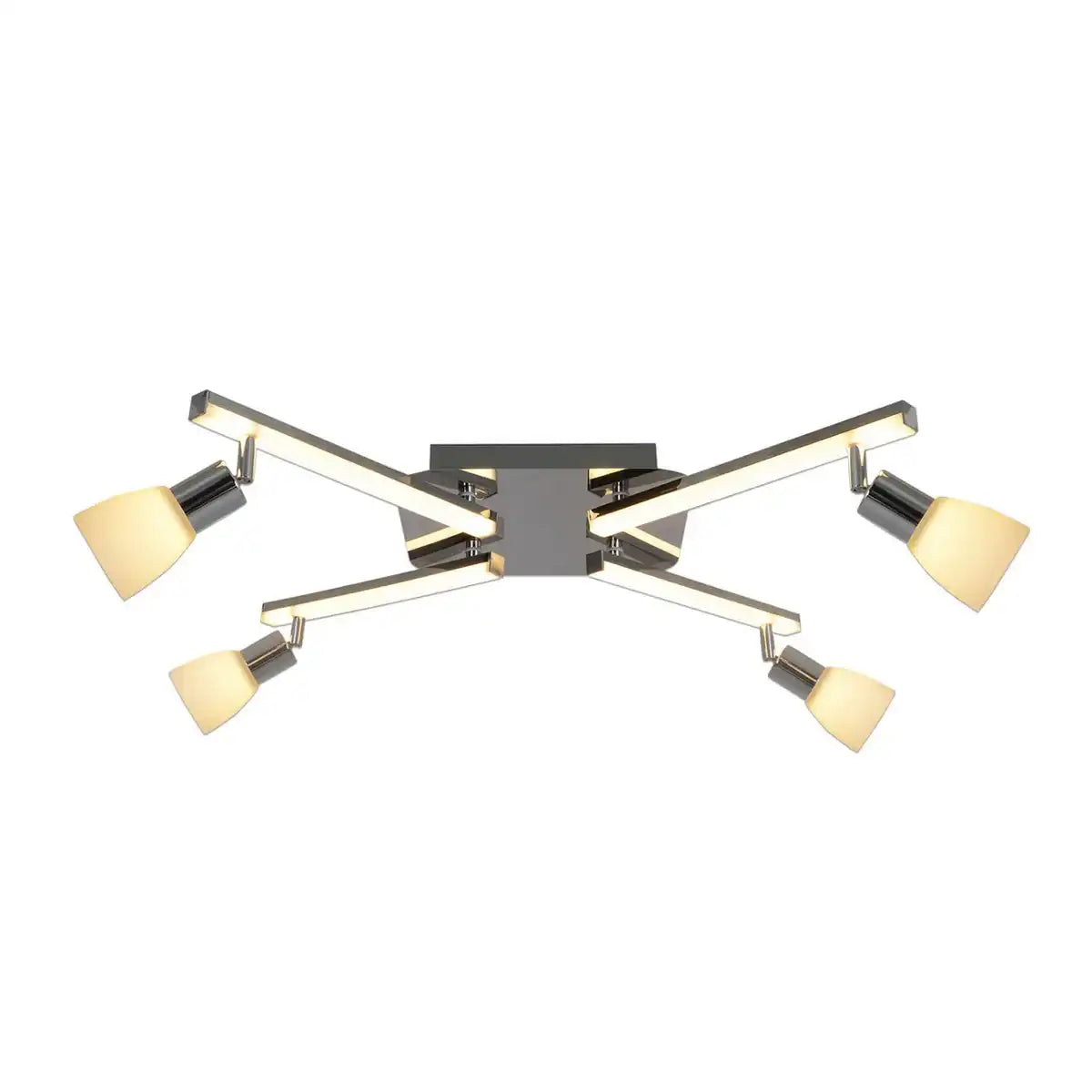 LED Deckenleuchte "IBIZA" 68 cm lang, aus chromfarbenem Metall, Glas und Kunststoff