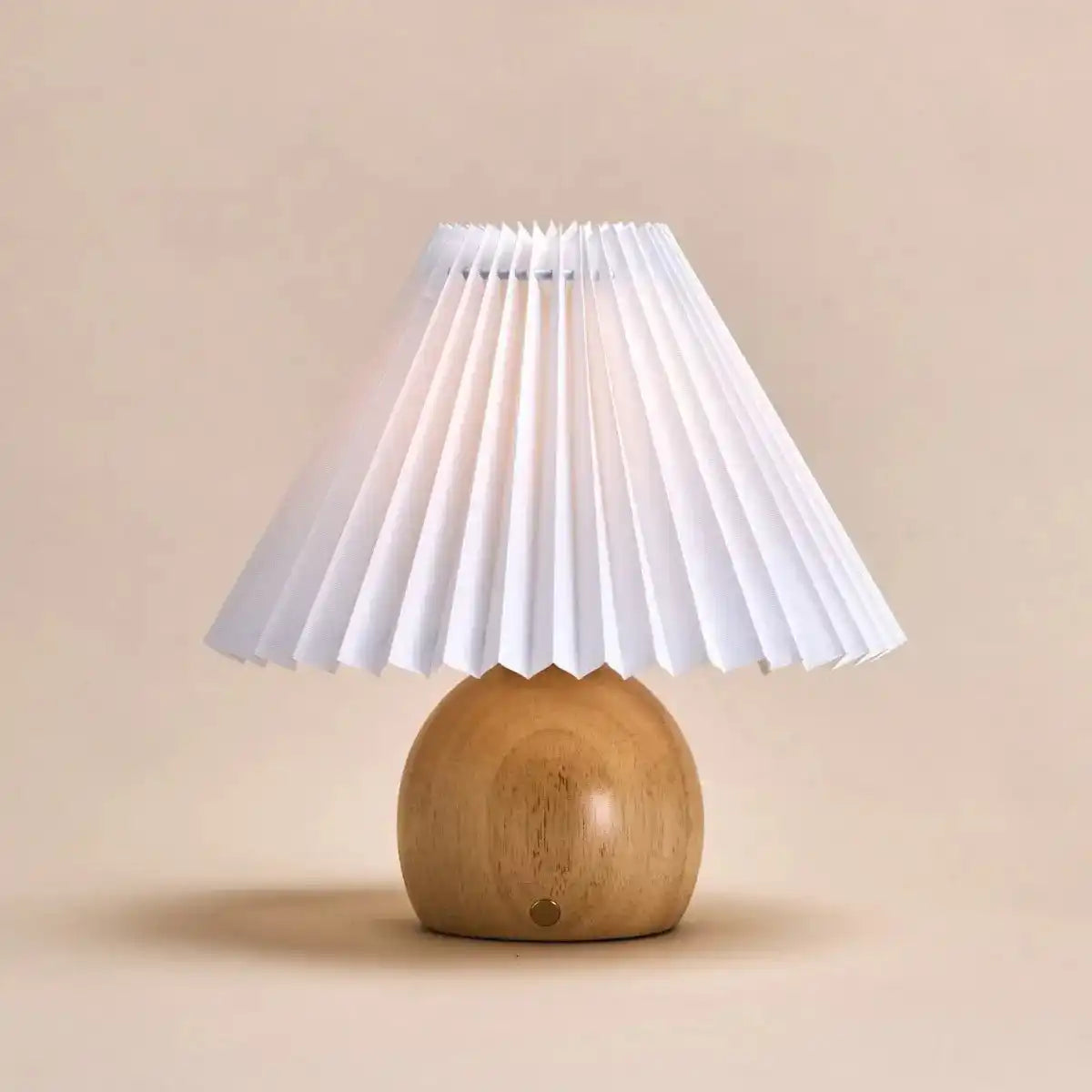 Nathalie Hellbraune moderne und retro wiederaufladbare Lampe, dimmbar, Holz und Papier, wunderschöner Papierschirm